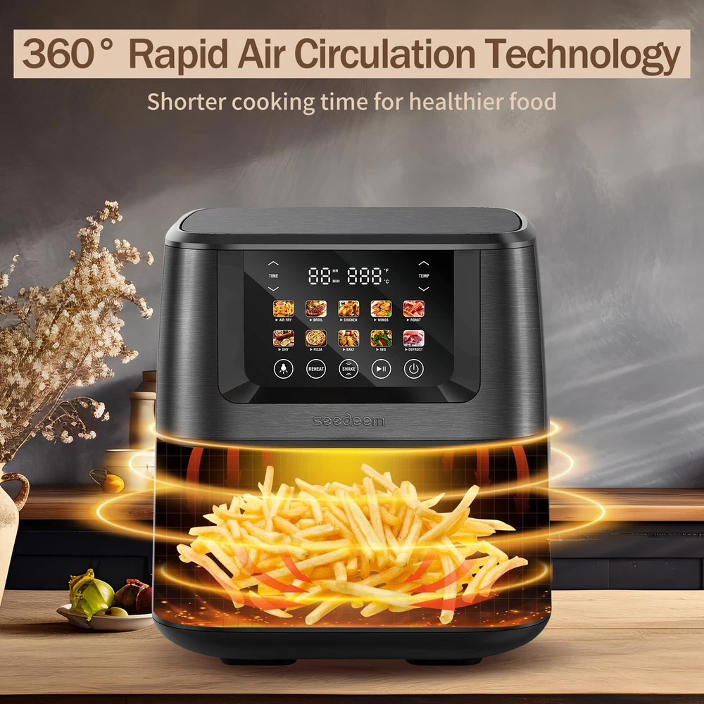 Air Fryer with LCD Touchscreen and ClearCook Window for Easy Monitoring Air Fryer with LCD Touchscreen and ClearCook Window for Easy Monitoring