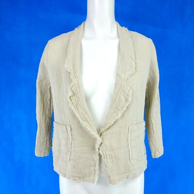 Jacke 2 BLUE SISTERS Damen Blazer 36 Beige Baumwolle Leinen two blue Np 119 Neu
