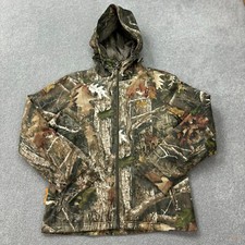 Realtree Jacket Womens Small Brown Workwear Canvas Hunting Camo Hood Coat Lady