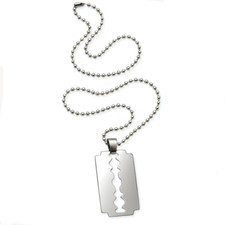 Razor Blade Pendant Necklace Dog Tag Steel Gothic Biker Punk Emo Boho Jewellery