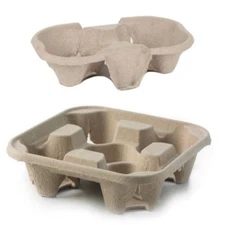 4 Cup & 2 Cup Drink Cup Carrier, Cup Holder, Cup Carry Tray Biodegradable Pulp