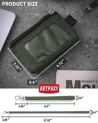 Artpaxy Minimalist Keychain Wallet - RFID Blocking, Water Resistant With ID Window & 2 Lanyards