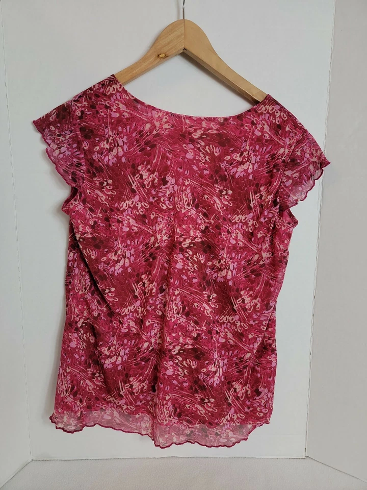 Top de manga corta Duo Maternity para mujer rojo blanco rosa floral, M Foto 2 de 4