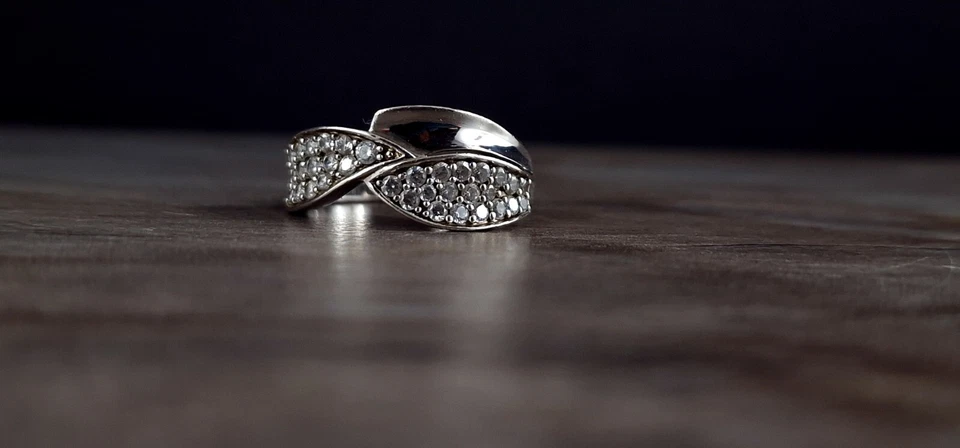 Ring Silber 925 Zirkonia geschwungen 18,0 mm - attraktiv & herrlich funkelnd  - Bild 2 von 4