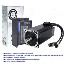1 Axis Nema 34 Closed Loop Stepper Servo Motor 1700oz.in & Hybrid Driver CNC Kit