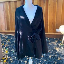 Nwt Women's Black Long Sleeve Wrap Coat Cinch Waist - Prologue 1x