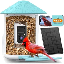Smart Bird Feeder Solar Power HD Camera Wireless Night Vision Live Stream