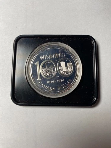 1874- 1974 Canada  Silver Dollar   Winnipeg   100th Anniversary   50% Silver .