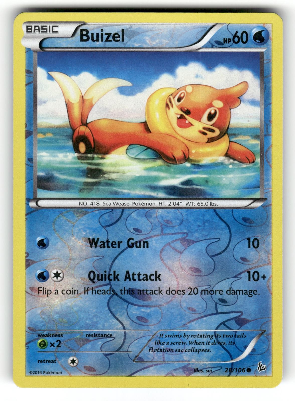Buizel LP 28/106 Reverse Holo Flashfire Pokemon Common