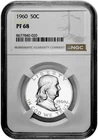 1960 50C Proof Silver Franklin Half Dollar NGC Graded PF 68 in New Holder