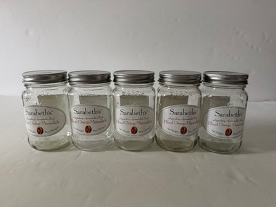 Lot of 5 Empty Sarabeth's Glass Mason Jars 18oz Craft Storage Table Decor