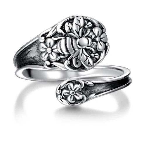 925 Sterling Silver Bee Spoon Ring for Women Bee Rings Gift Jewelry Bee - product listing photo