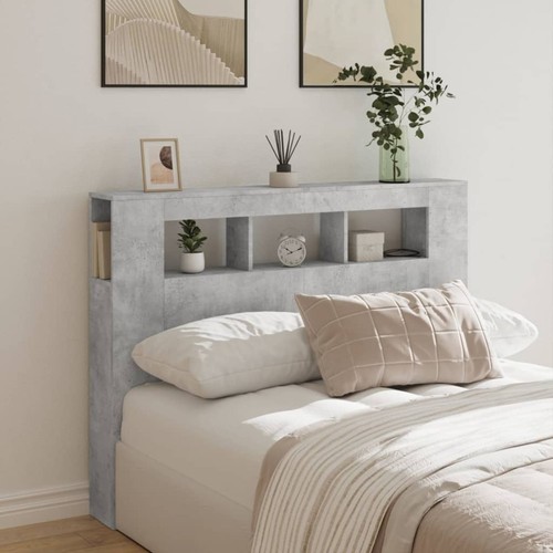 LED Headboard Bed Header Bedroom Storage Bed Headboard Engineered Wood Vidaxl - Picture 26 of 49
