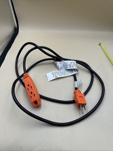 #N52- Prime EC890715 Black & Orange 3-Outlet Shop Extension Cord- 15 ft.