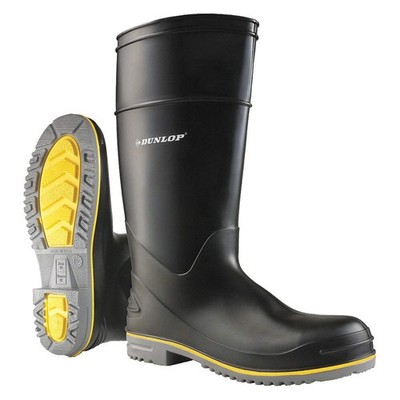 DUNLOP 899080533 Rubber Boot,Men's,5,Knee,Black,PR 2LMJ3