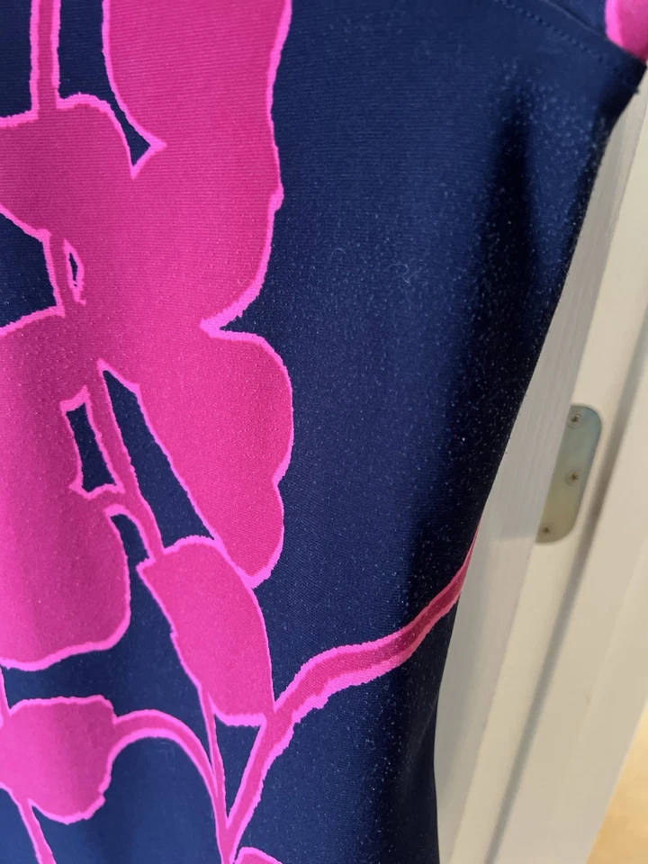 Блейзер Chico's темно-синий и розовый со смелым цветочным дизайном, размер Chico's 1 - Изображение 2 из 4
