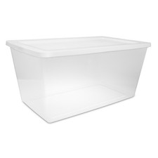 Large 90 Quart Clear Plastic Storage Bin with Lid White Storage