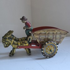 Marx Working Windup Wagon Horses And Tin Litho Driver