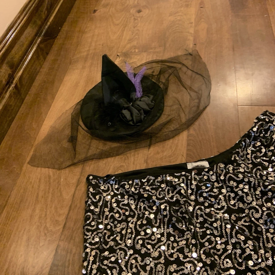 Disfraz de bruja negro plateado para mujer adulta talla L Foto 3 de 4