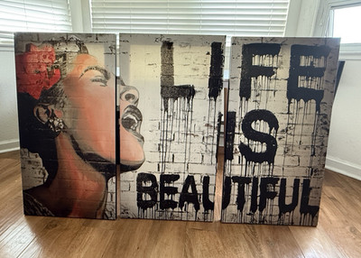 Billie Holiday, Life Is Beautiful Triptych Canvas Painting Set, Street Art