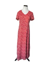 Vintage Laura Ashley English Countryside Floral Maxi Dress Size 8 Red UK Cottage