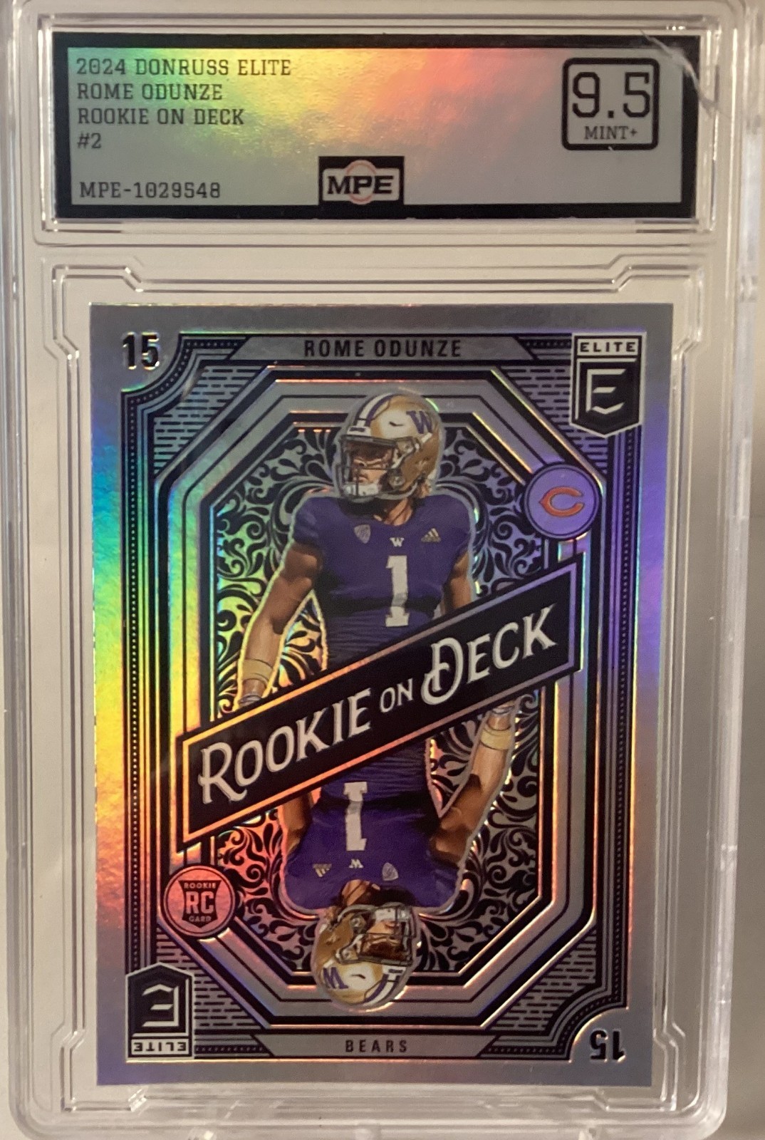 Rome Odunze 2024 Panini Donruss Elite #2 Rookie on Deck MPE 9.5 MINT+🔥