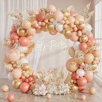 Luftballons Girlande Rosa Gold, 113Stk Rosa Orange Balloon Girlande Set Mit