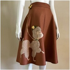 1950s Poodle Skirt Junior House Felt 3D Flower Applique Rhinestone 32 Waist VTG