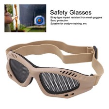 Safety Glasses Brown Strap Type Sturdy Iron Mesh Glasses Sandproof For Outdoor☜