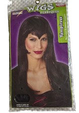 New 2002 Wig Vampiress Adult Long Black Hair V-shaped Pointed Bangs One Size