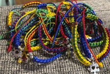 Multicolor Adjustable Cotton Beaded Charm Bracelet with Cross Dangle Tie- Autism