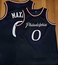 2026 NEW Stitched Tyrese Maxey #0 Philadelphia 76ers Black Custom Jersey 3XL