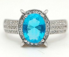 3CT Blue Topaz  Topaz 925 Solid Sterling Silver Ring Sz 7 NB2-4