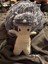 Cute Crocheted, White And Purple Mushroom, Buddy Plush Stuffed Toy 6 Inch