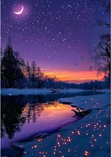 Starry Night Diamond Art Kits for Adults, Crafts 5D Winter an array of stars 