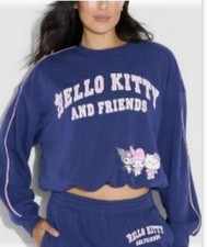 Women's Hello Kitty And Friends Cropped Sweatshirt Navy  Pink NWT S