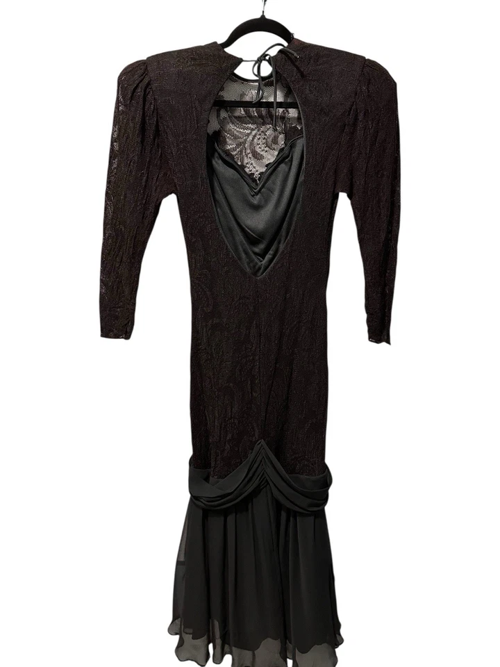 VTG SEXY Dress 13/14 Climax Karen Okada Howard ELVIRA HALLOWEEN BLACK K2 Stretch - Image 4 of 4