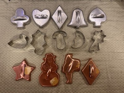 Lot of 14 Vintage Aluminum Cookie Cutters Mixed Types