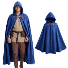 Medieval Hooded Cloak Adult Premium Velvet Fabric Halloween Renaissance Cape