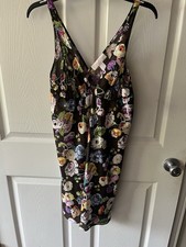 Oscar de la Renta Slip Dress Sheer Lingerie Black Floral  Babydoll  Med NWT