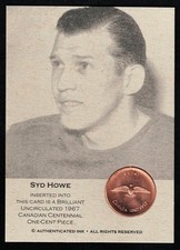 SYD HOWE - B/U 1967 Canadian CENTENNIAL Coin Card - DETROIT RED WINGS HOF