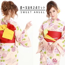 Women's Yukata 2-Piece Set with Obi Made in Japan