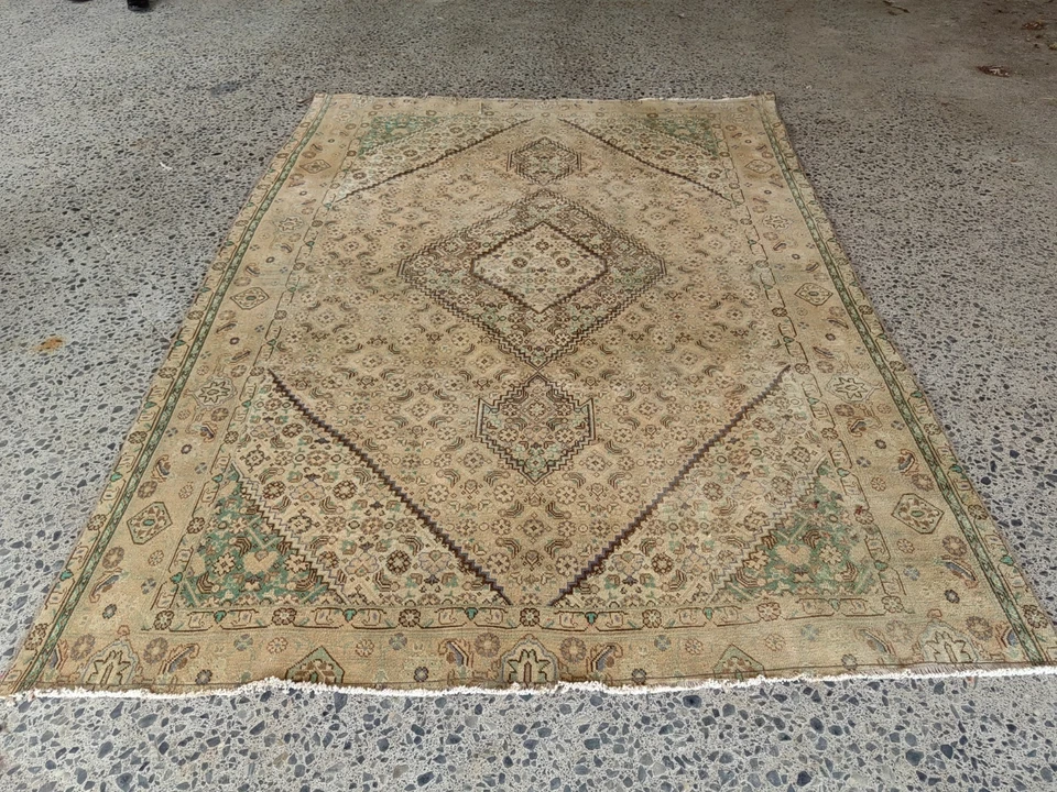 Large Faded Vintage Turkish Hand Knotted Oushak Tribal Wool Area Rug - image 2 of 4