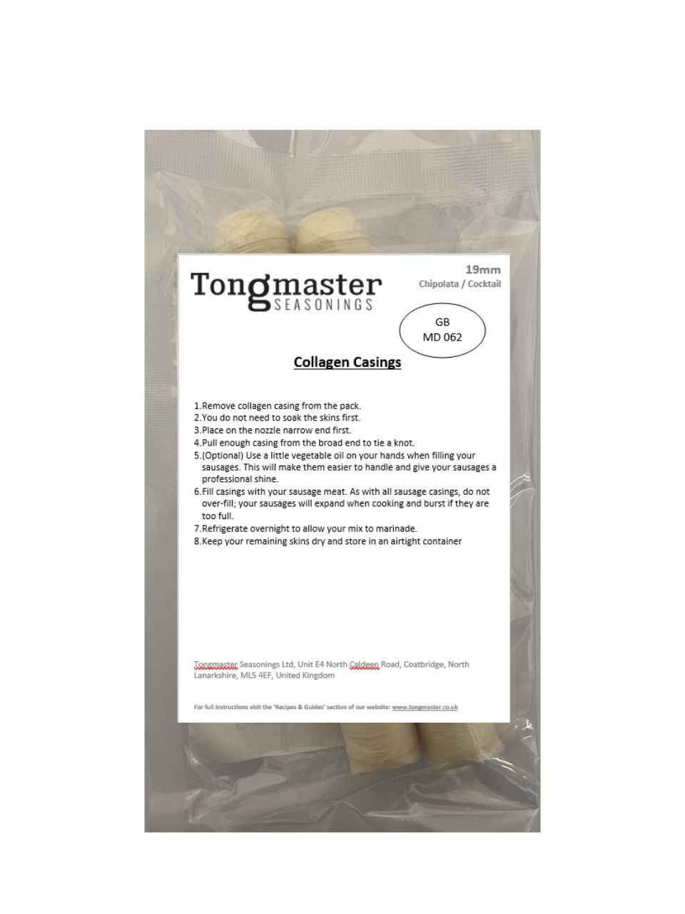 2 x 19mm Chipolata Collagen Sausage Casings