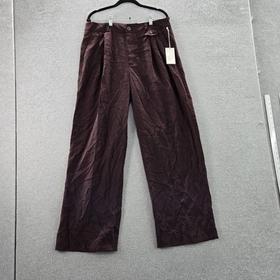 A New Day Women Pants 12 Brown Wide-Leg Button 31'' Inseam