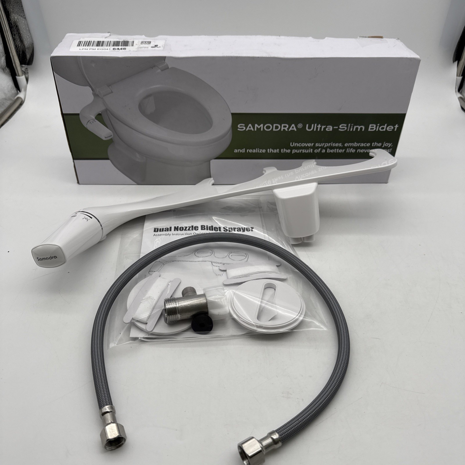 SAMODRA Bidet Attachment Ultra-Slim Toilet Seat Attachment Dual Nozzle Bidet Adj