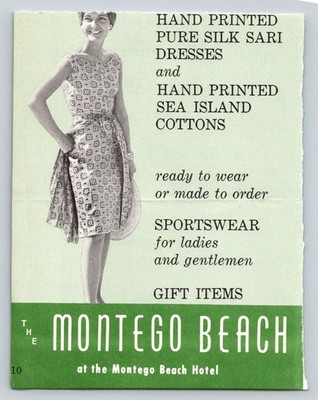 Vintage Montego Beach Hotel Jamaica Souvenir Shopping Currency 1950s Brochure