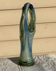 Vintage Murano Style Blown Glass Vase. Blue, Green White Swirl Closed Top 1960's