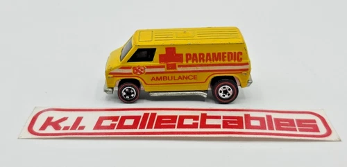 Vintage Hot Wheels Redline 1974 Yellow Paramedic Ambulance Hong Kong