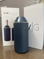 Vinglace Portable Vacuum Sealed Insulator Keep Wine Champagne Chilled Navy Blue